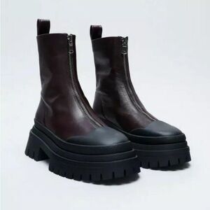 Chunky burgundy boots from Zara